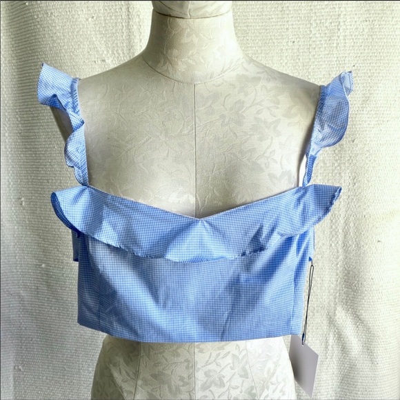 Majorelle Revolve Bra Crop Top XL Check Gingham Print Halloween Costume Dorothy - Picture 8 of 8